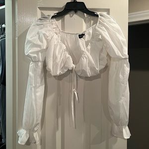 Pretty Little Thing White Cropped Blouse